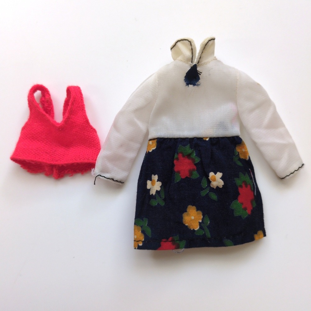 Vtg 70s Barbie Skipper Best Buy Fashions #8611 School Girl Outfit Red Top Dress